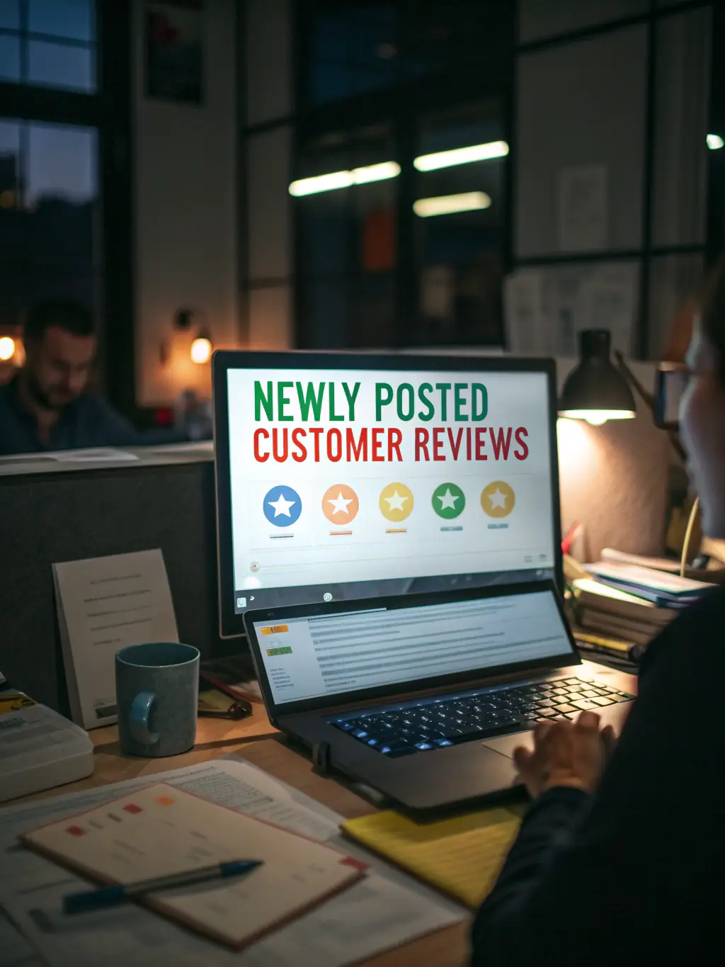 A professional photo of a Google Business Profile dashboard showing optimized listings with high ratings and positive reviews, emphasizing the impact of Google Business Profile optimization.