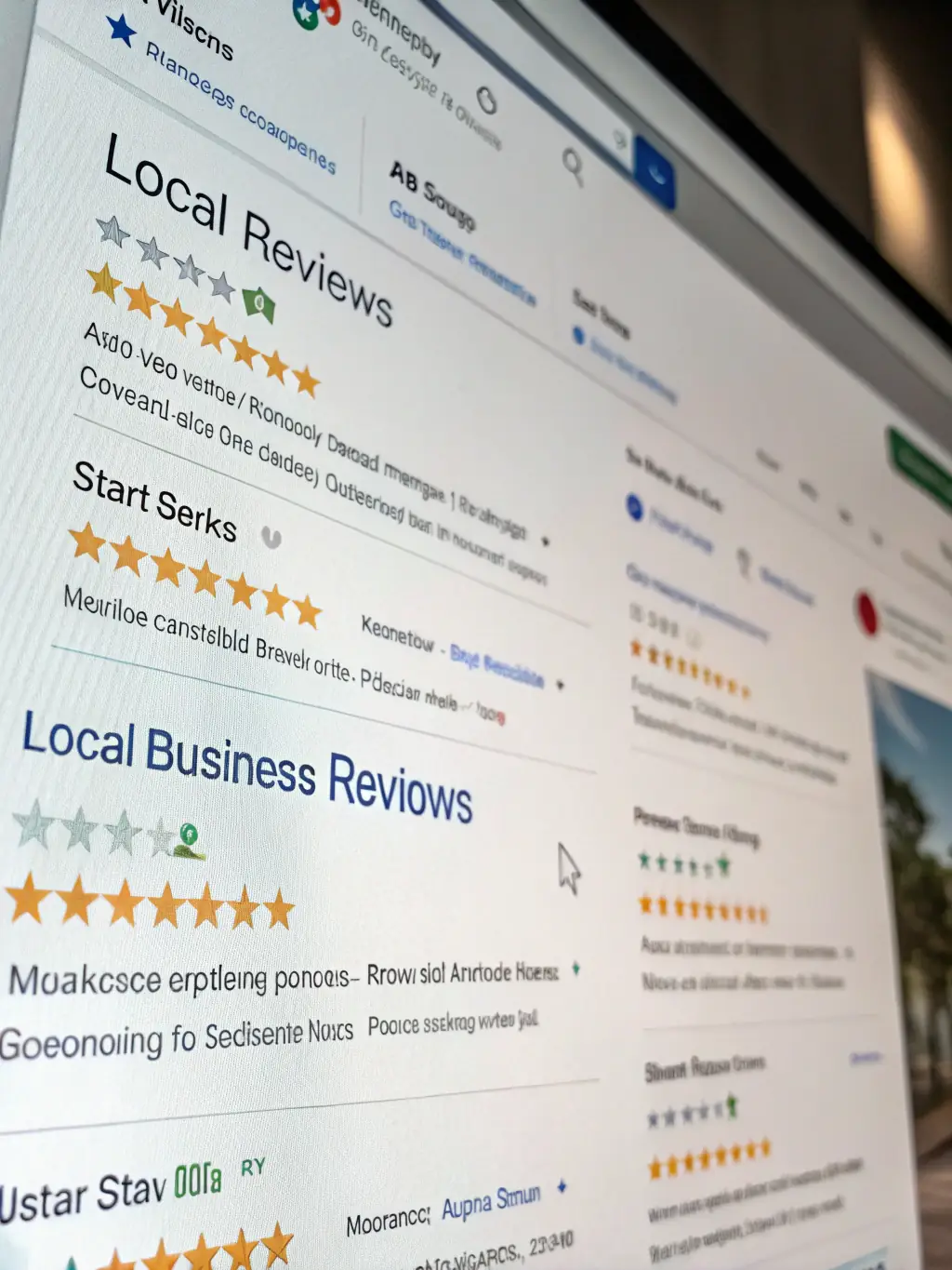 A close-up shot of a Google search results page showing a local business ranking in the top 3 positions, with a magnifying glass hovering over the screen, symbolizing increased visibility.