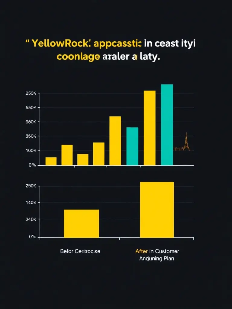 A chart comparing the number of customer inquiries before and after YellowRock's Premium Growth Plan, highlighting a significant increase in leads.