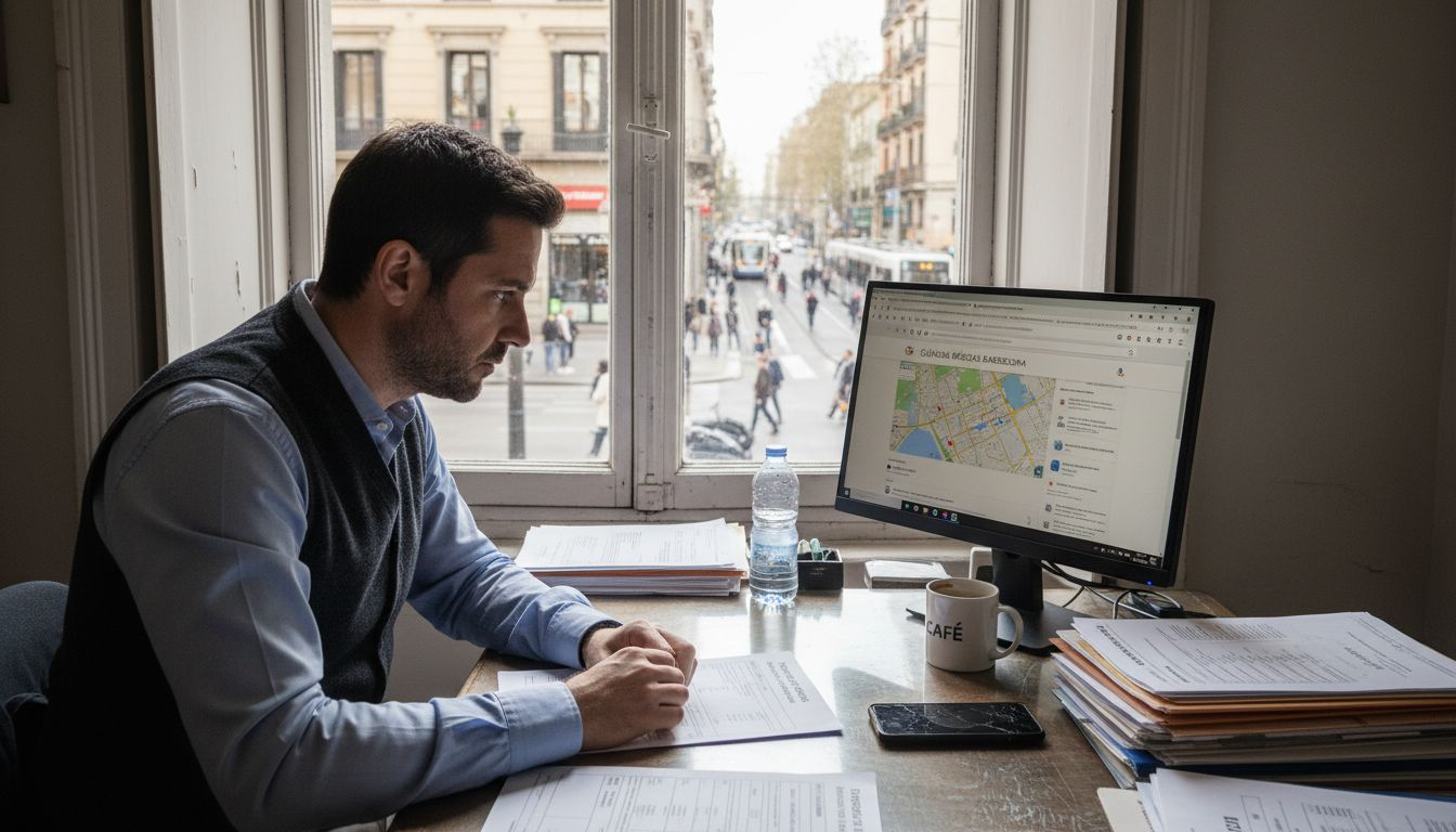 El gerente de la clínica revisa los resultados de búsqueda