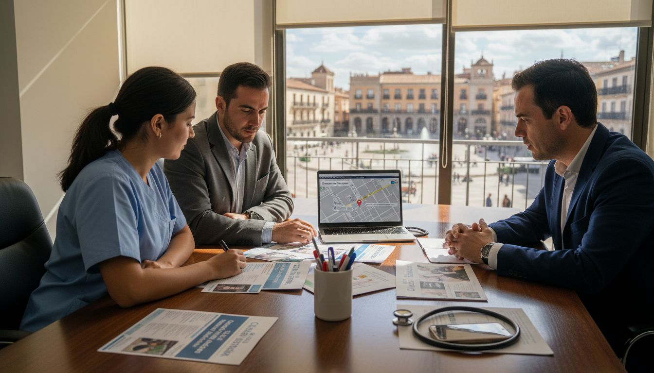 El equipo de marketing de la clínica se reúne para planificar nuevas estrategias.
