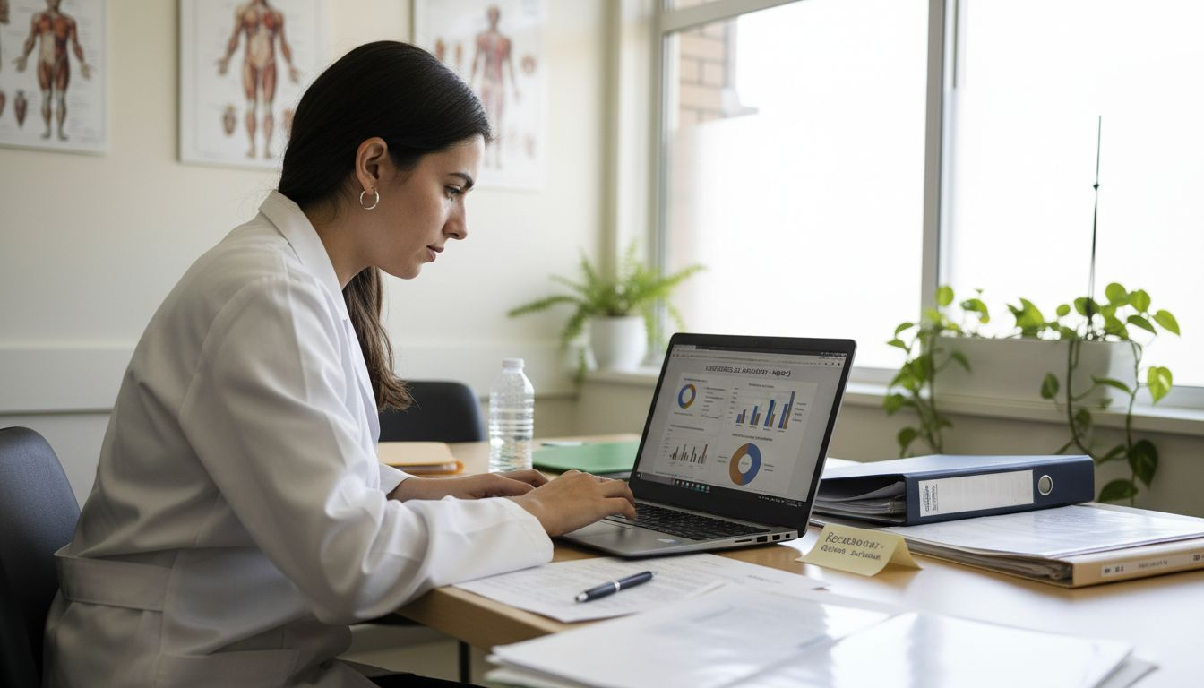 Una profesional analiza los resultados de sus campañas de marketing digital.
