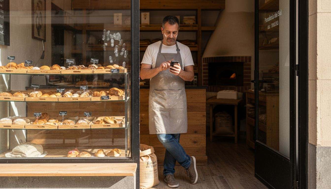 Propietario de tienda actualizando la información de su negocio en Google Maps