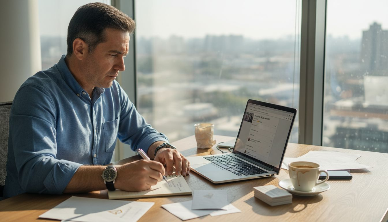 Agente inmobiliario poniendo al día su perfil en Google Mi Negocio