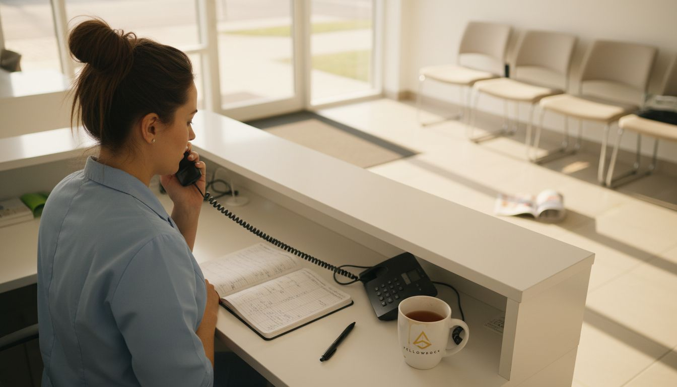 Atención al paciente en el área de recepción de la clínica