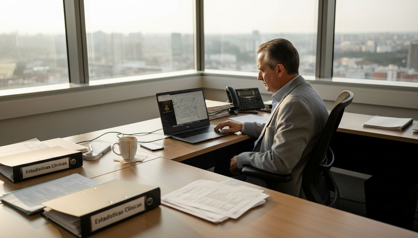 Un gerente analiza la estrategia de posicionamiento en Google Maps desde su oficina.