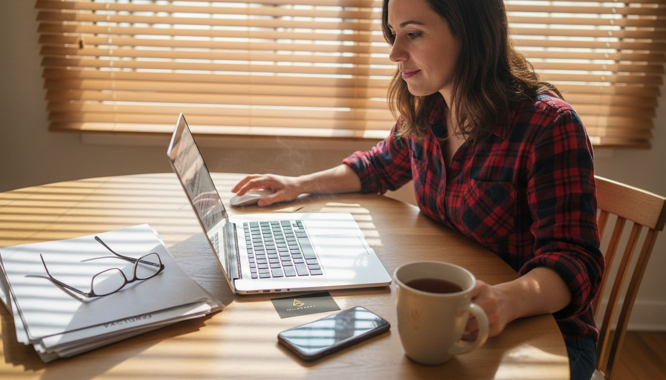 Dueño de un pequeño negocio actualizando la información de su empresa en internet