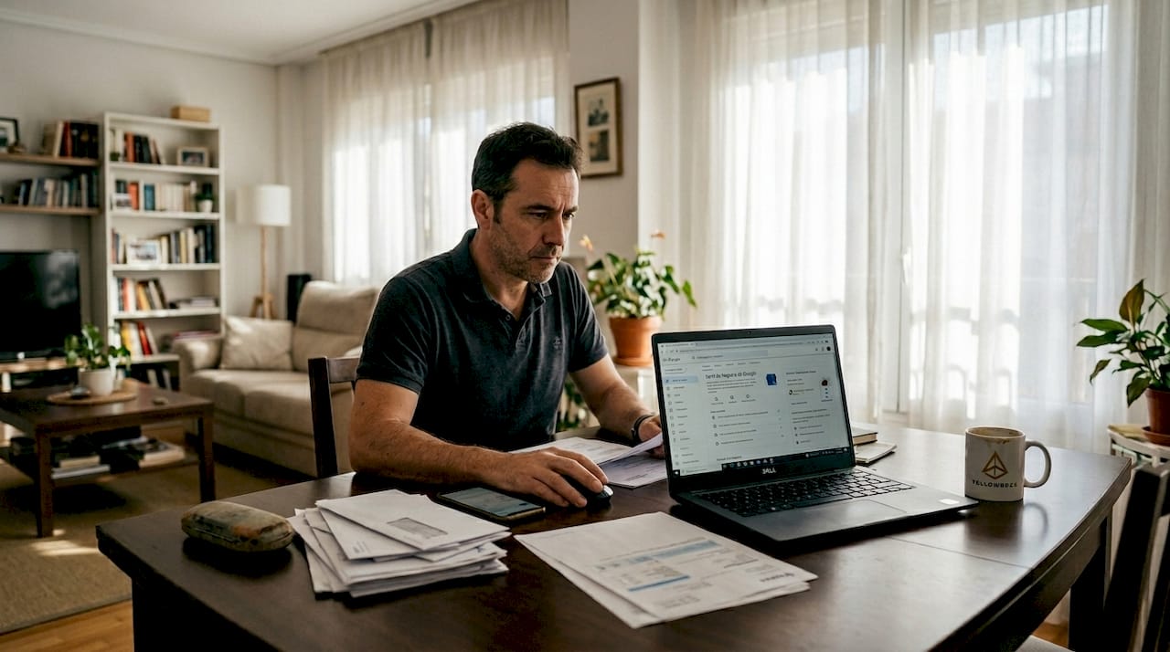 Propietario de negocio actualizando la información de su empresa en Google Maps