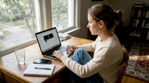 Propietario de negocio actualizando la información de su empresa en Google Maps