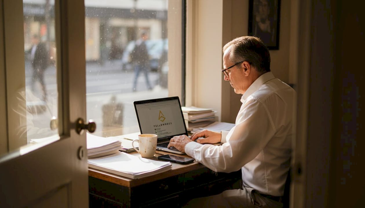 Propietario de una empresa revisando cómo aparece su negocio en las búsquedas locales de Google