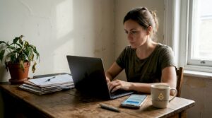 Un profesional analiza su perfil de negocios en Google para mejorar su presencia local.