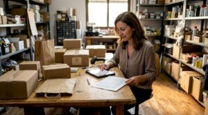 Propietaria de tienda al frente de la gestión de pedidos desde todos los canales