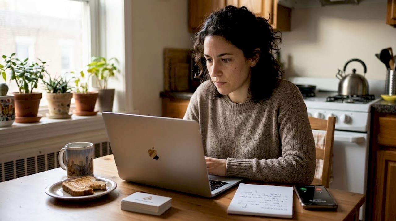 Dueño de negocio actualizando la información de su empresa en Google Maps desde casa