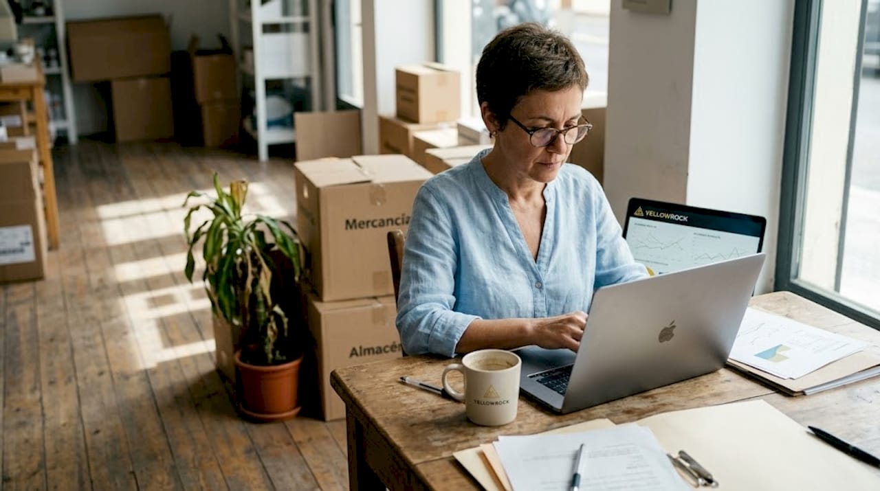 Dueño de tienda analizando el desempeño de sus ventas online desde su propio negocio