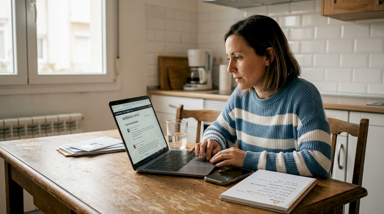 Dueño de un pequeño negocio revisando las opiniones de sus clientes en Internet