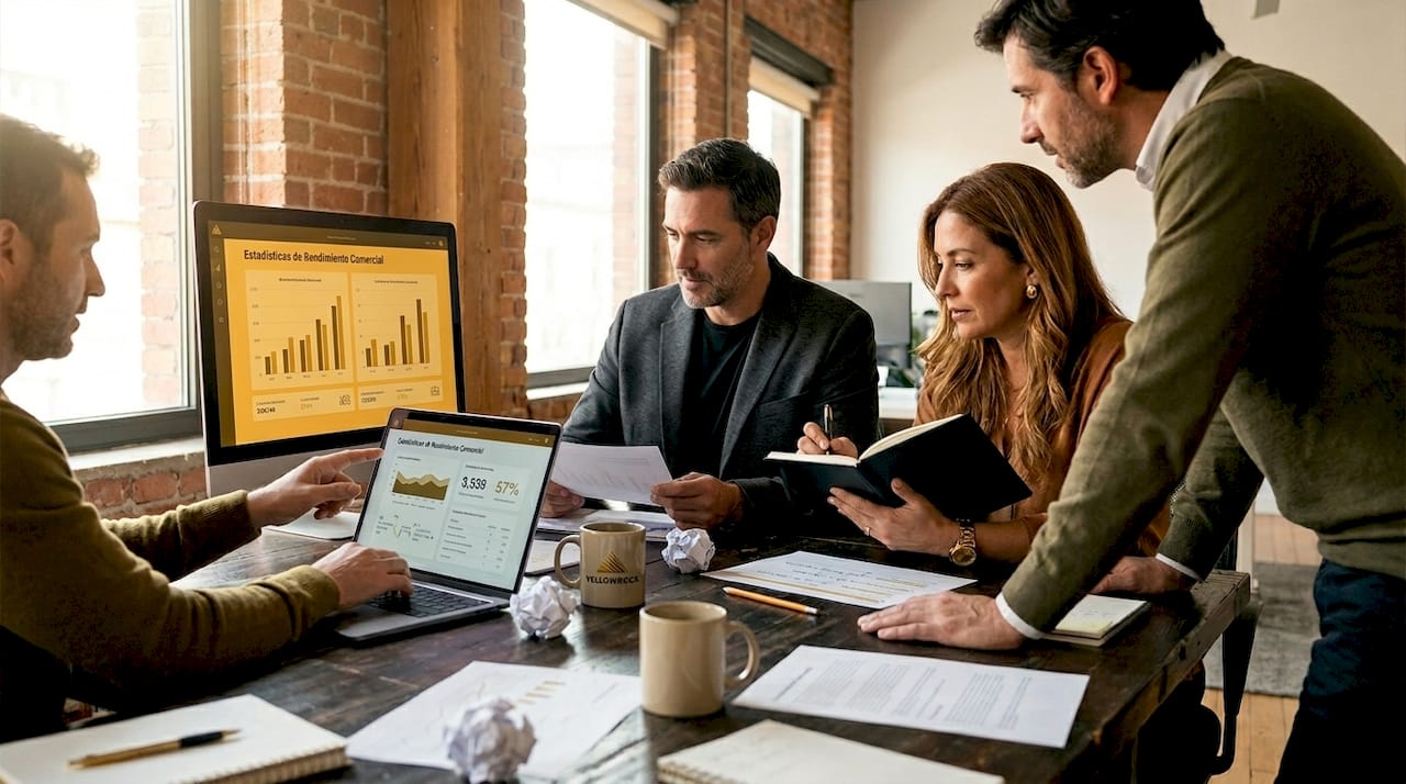 Equipo trabajando en conjunto para definir la estrategia de marketing digital