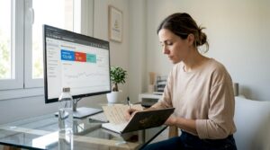 Profesional analizando una campaña de Google Ads en su oficina