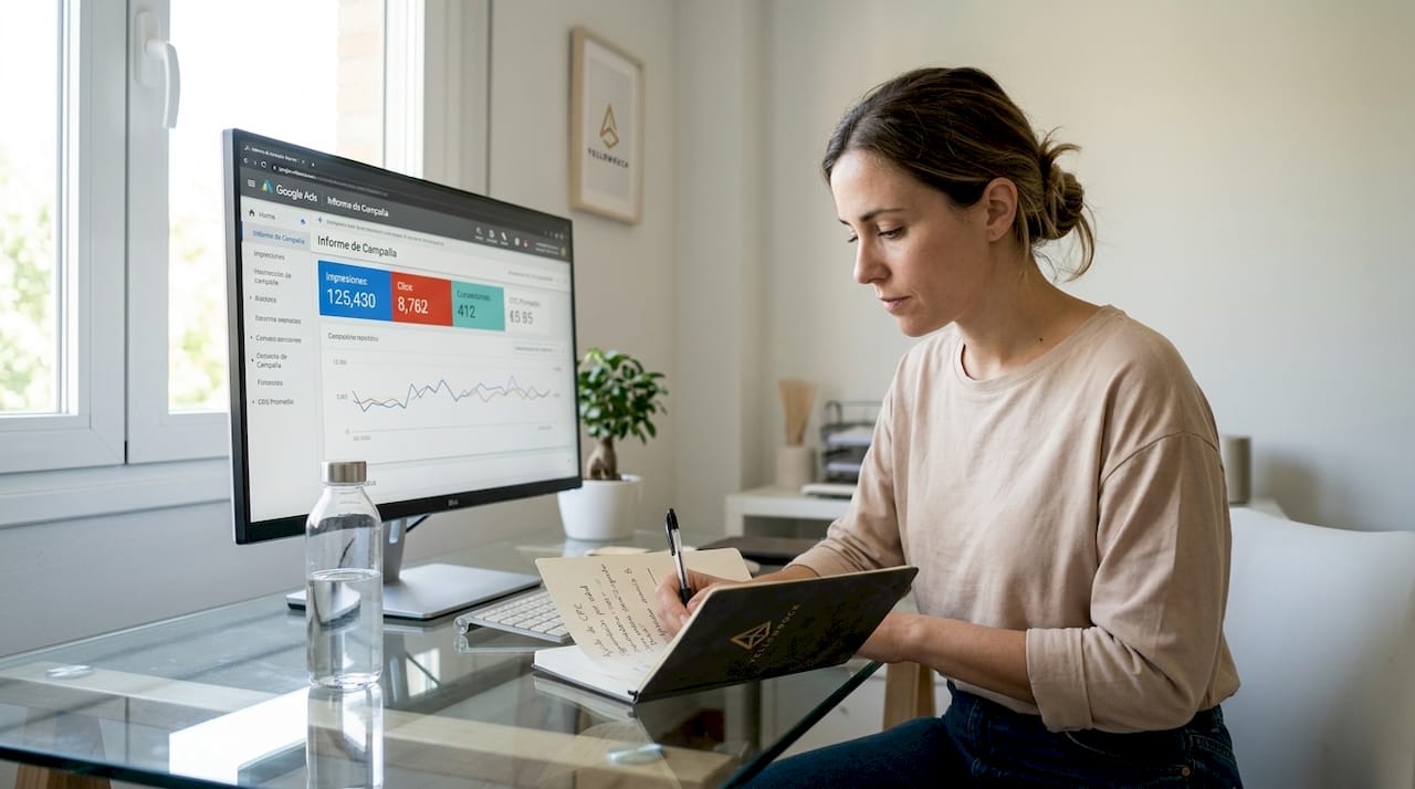 Profesional analizando una campaña de Google Ads en su oficina