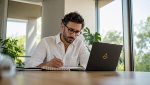 Profesional SEO desarrollando estrategias en un entorno de oficina actual y dinámico.