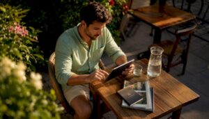 Un emprendedor atendiendo las reservas de su cafetería a través de Google