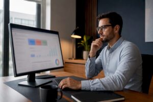 Analista revisando los costos de la campaña de Google Ads