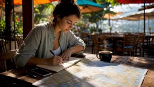 Espacio de trabajo para planificar el SEO local, con mapas y dispositivos integrados