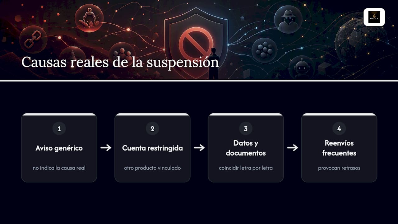 Diagrama que muestra las causas de la suspensión de listados en Google