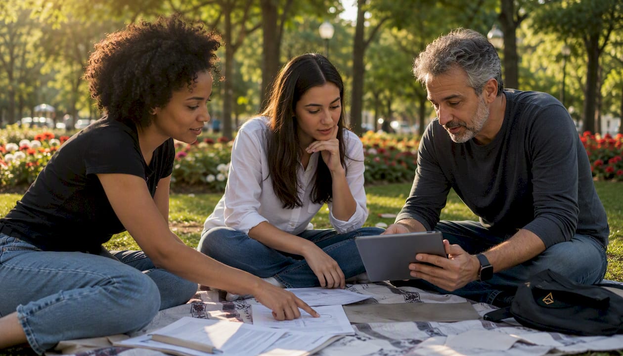 Un equipo diverso analiza ideas para potenciar el marketing a nivel local.