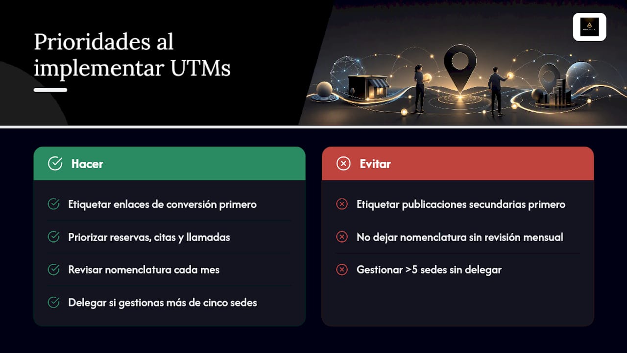 Qué priorizar al implementar UTMs en tu ficha — overview diagram