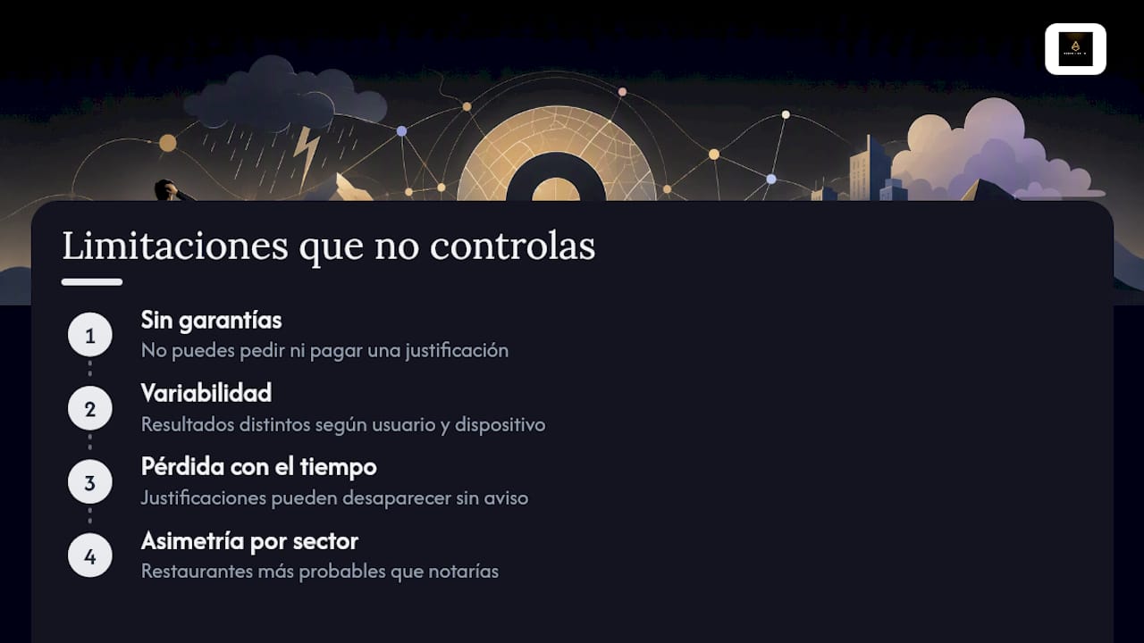 Limitaciones: lo que no puedes controlar ni garantizar — overview diagram