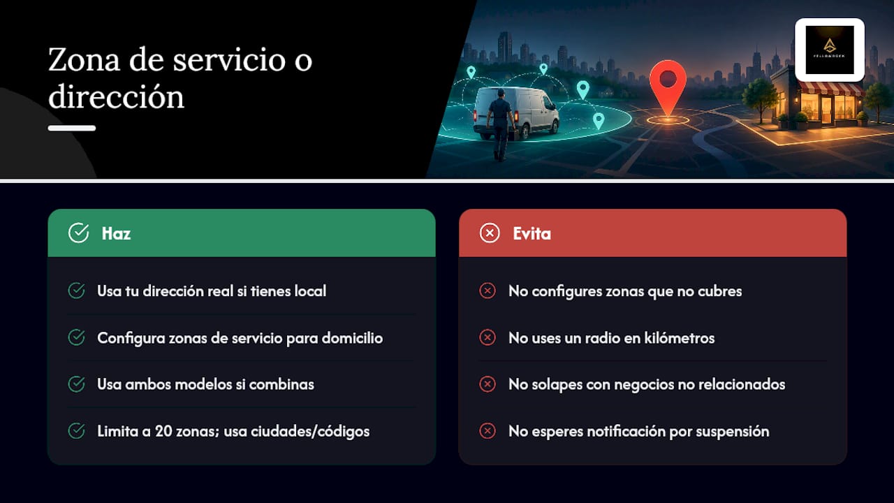 Zona de servicio o dirección física: cómo configurarlo sin errores — overview diagram