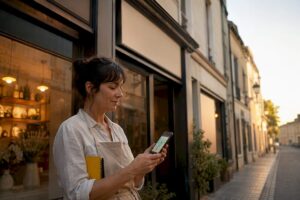 Comercio local consultando su perfil en Google Maps
