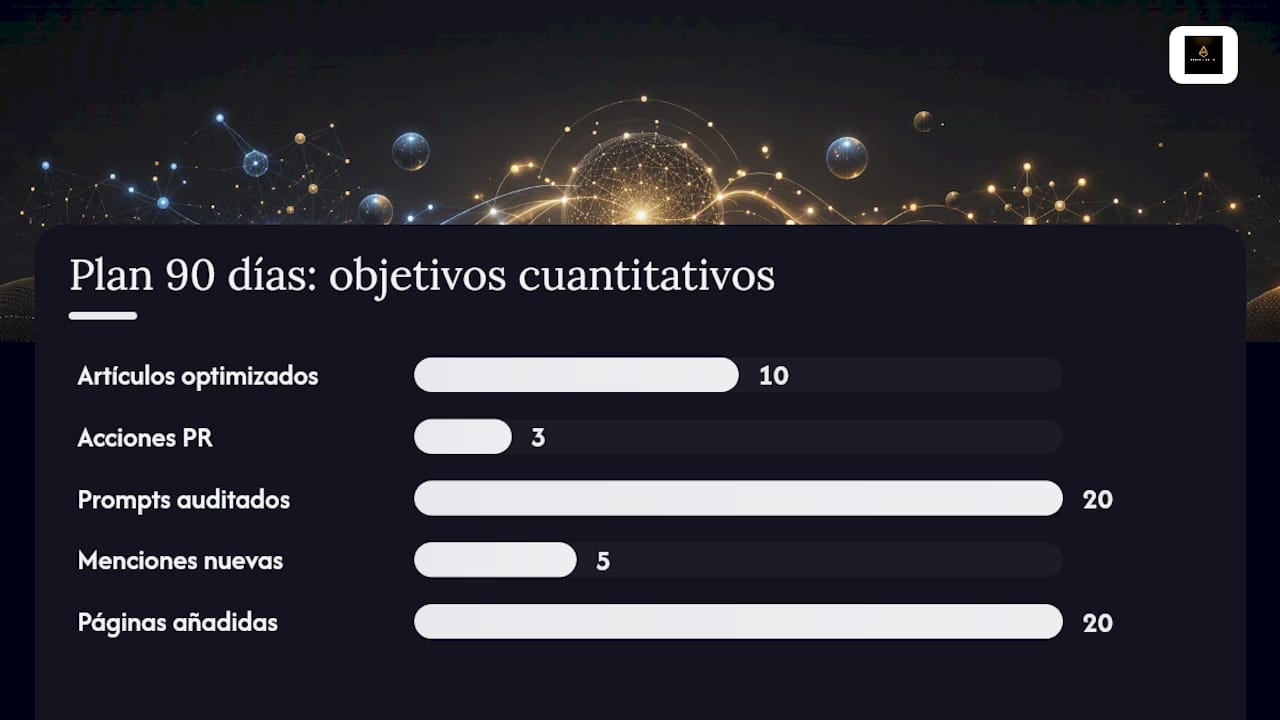 Checklist y plan de 90 días: tareas concretas con KPIs — overview diagram
