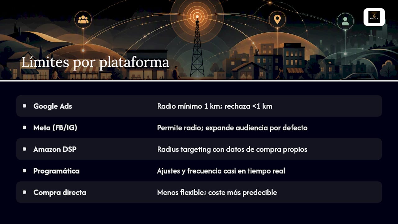 Límites y diferencias entre plataformas para radio ads — overview diagram