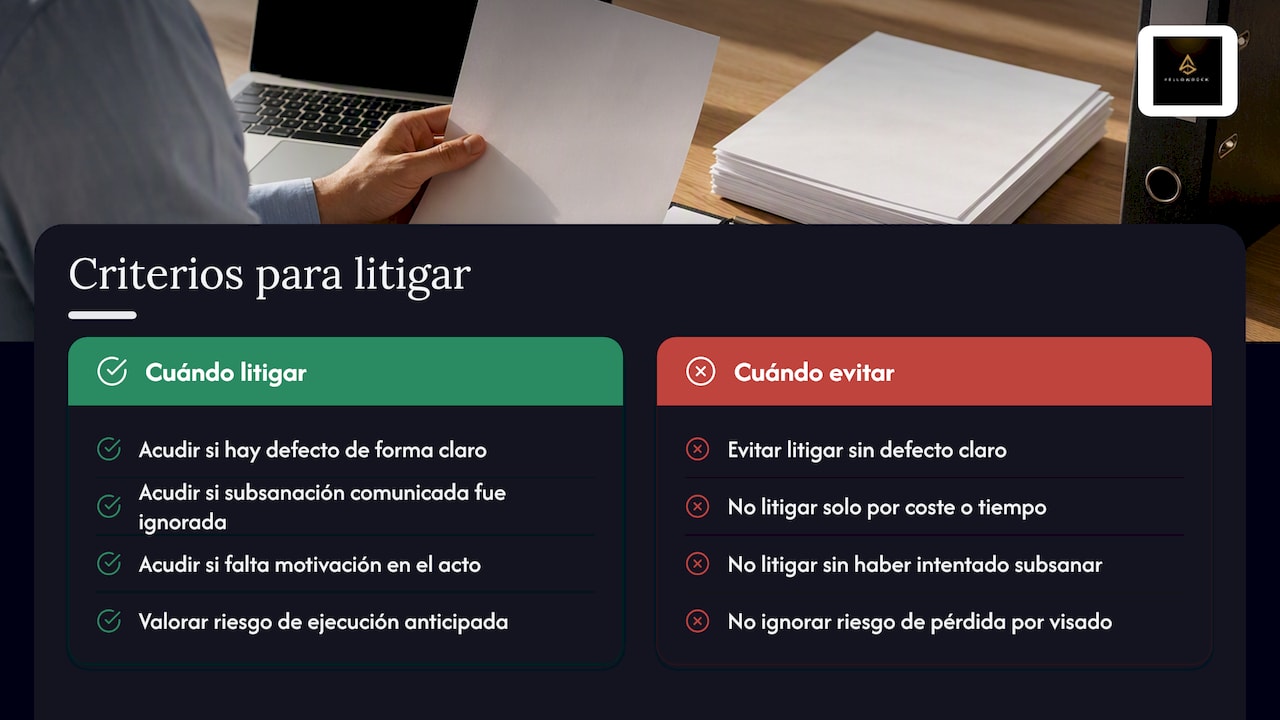 Riesgos y criterios para decidir si acudir a la vía judicial — overview diagram