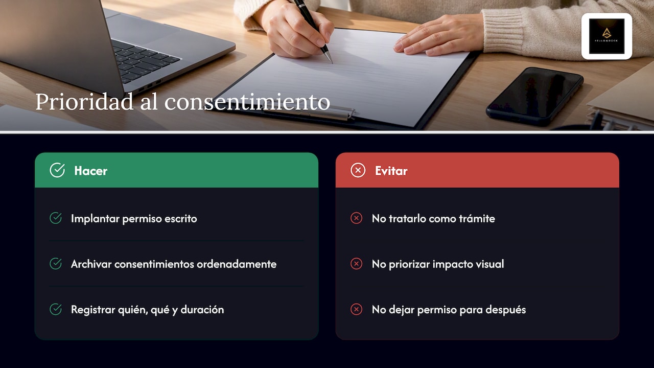 Lo que de verdad importa al publicar fotos de clientes — overview diagram