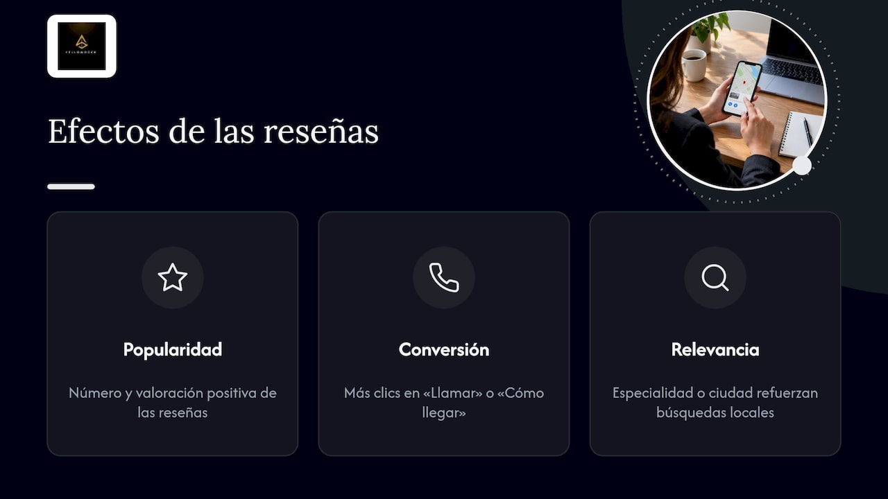 Tres factores locales y reseñas dentro de popularidad
